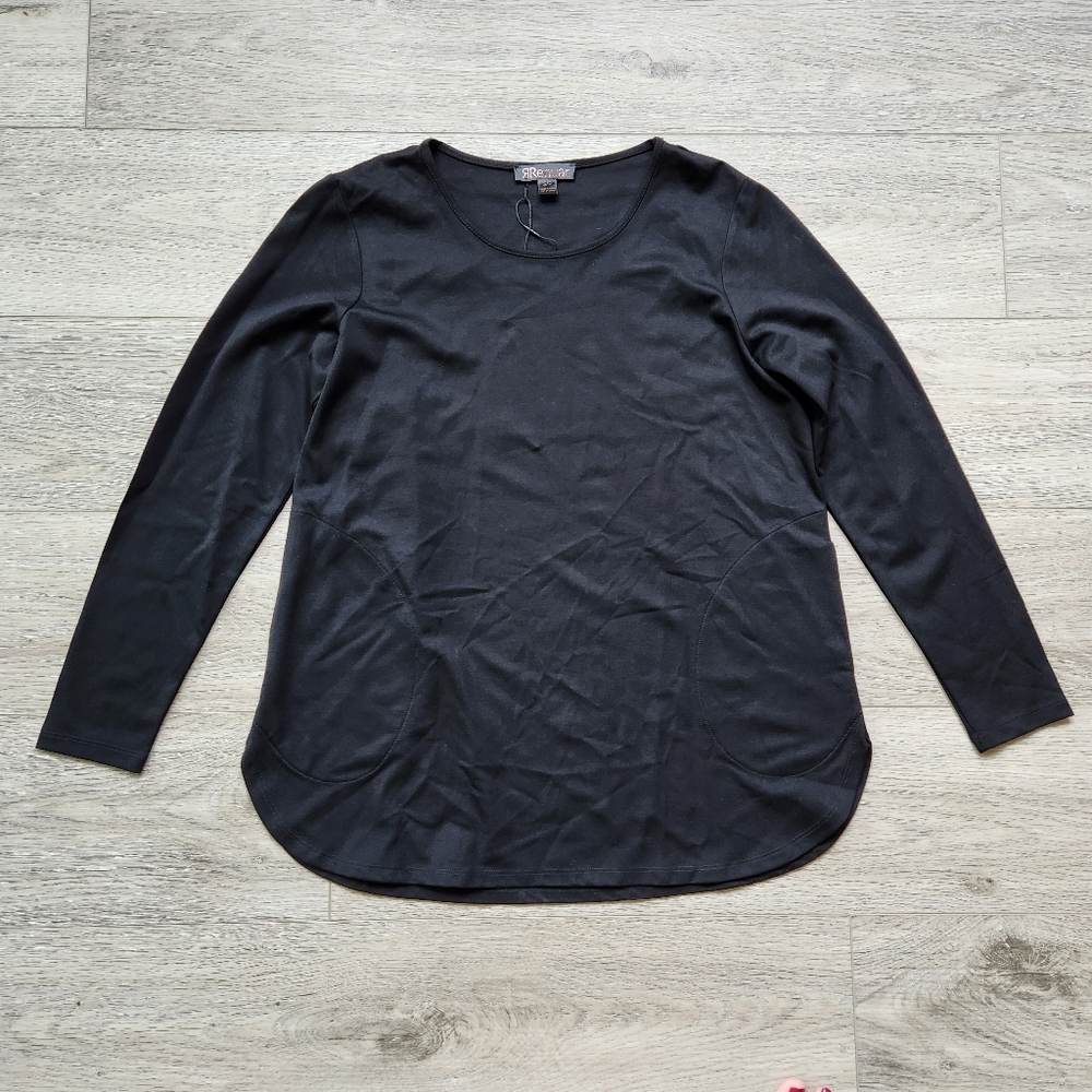Renuar Black Long Sleeve Knit Top Womens Small Shirt Classic Staple